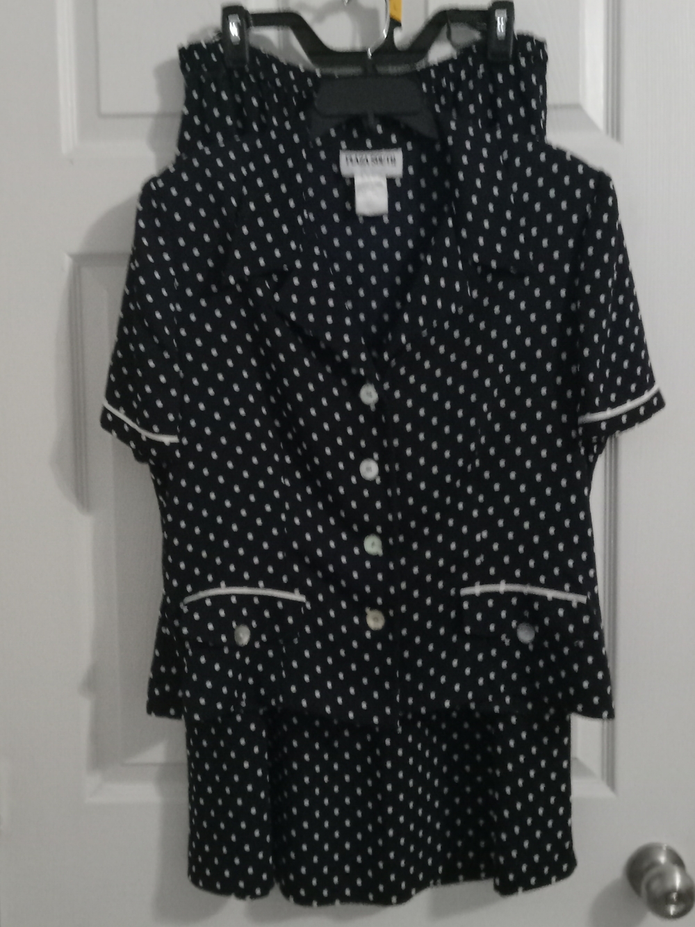 Plaza South Navy and White Polka Dot Skirt Set